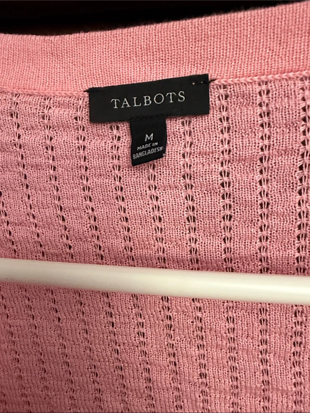 Talbots Pink Pointelle Open-Front Women's Cardigan
